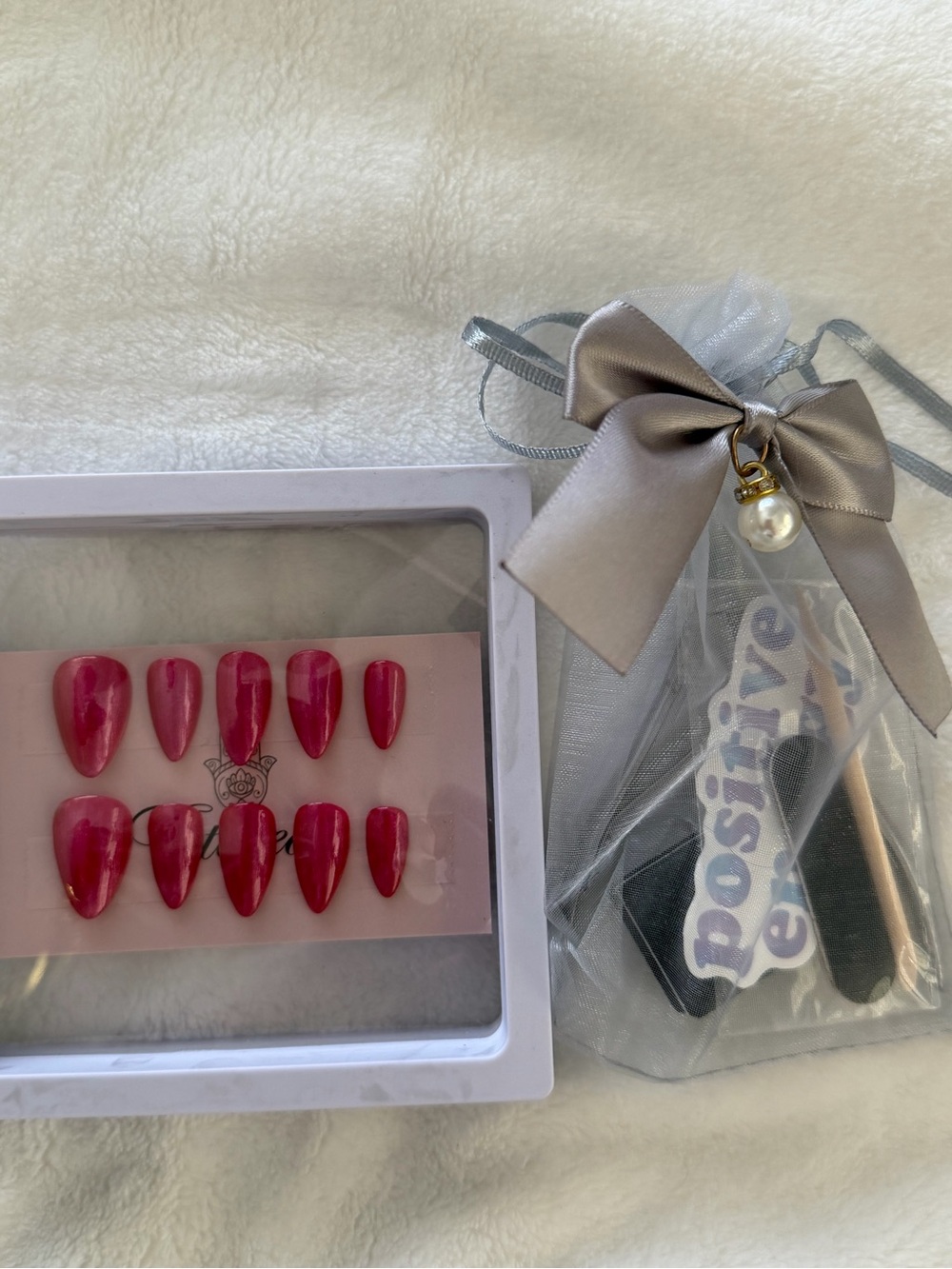 Hot glitter Pink handmade Press-On Nail Set